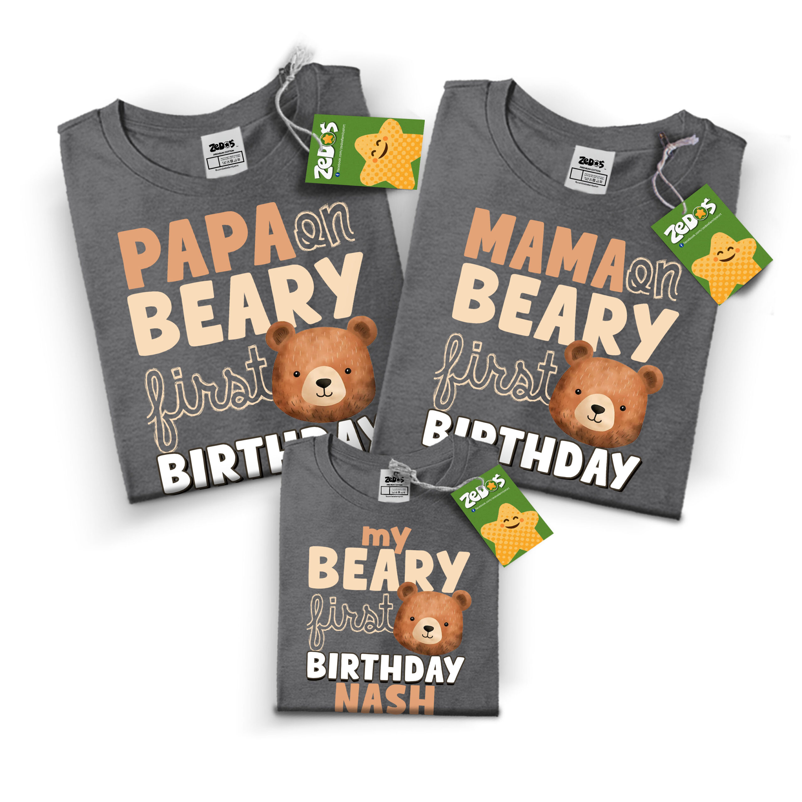 ZFS-BEAR-01 Set of 3 Stoned Gray